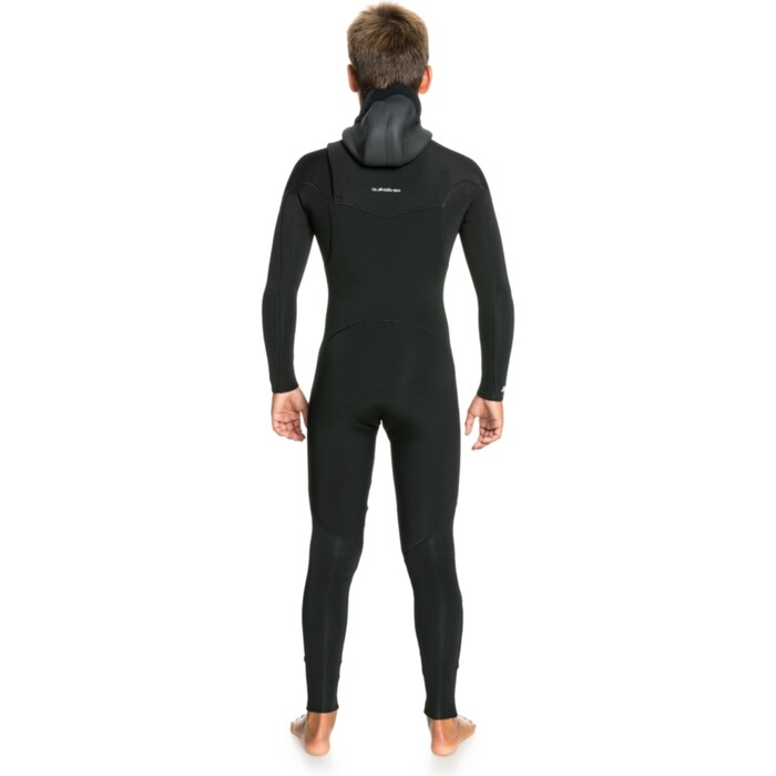 2024 Quiksilver Junior Everyday Sessions 4/3mm Chest Zip Con Capucha Neopreno EQBW203007 - Black